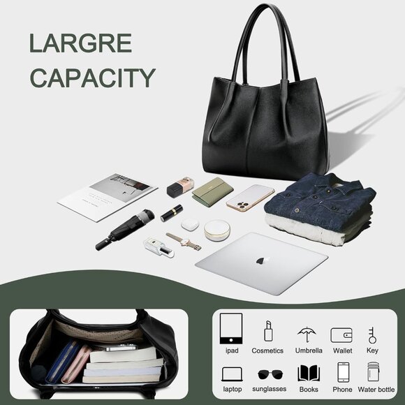 Quality Vegan Leather Tote Bag - Spacious, Elegant & Versatile for All Occasions - Picture 6 of 7